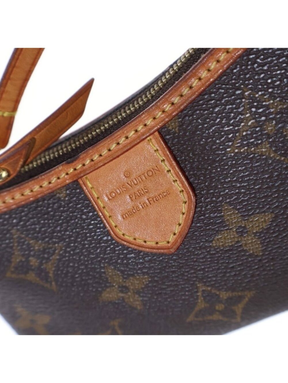 Louis Vuitton Mini Pochette Delightful Monogram Leather Pouch Gold Brown - Picture 6 of 6